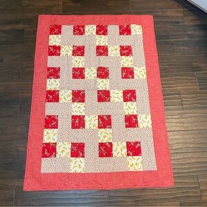 Red sock monkey quilt crib size